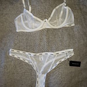 *SOLD* NEW Lounge White Mesh Balcony Bra & Thong